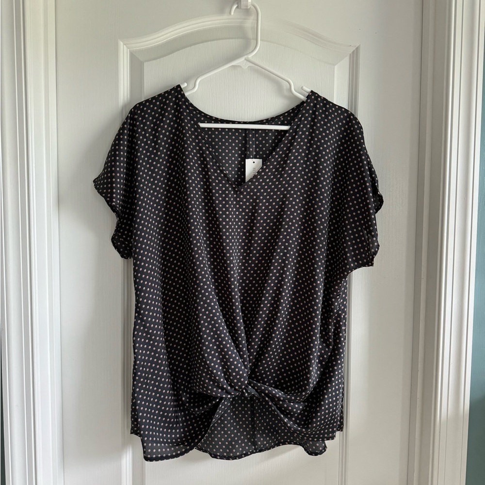 West Kei Allura Floral Front Knot High Low Blouse Short-sleeve Size Large
